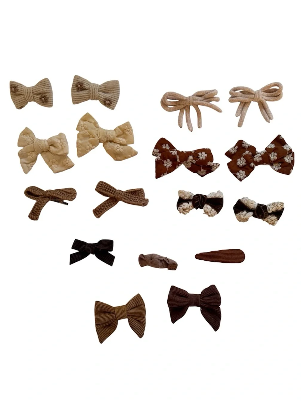 17 Piece Baby Toddler Girl Neutral Bow Hair Clip Lot Cottagecore Boho